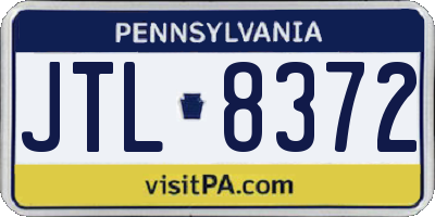 PA license plate JTL8372