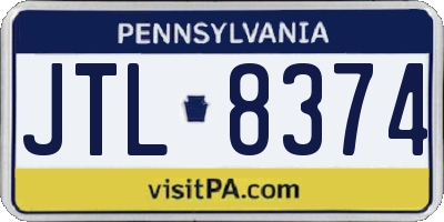 PA license plate JTL8374