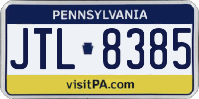 PA license plate JTL8385