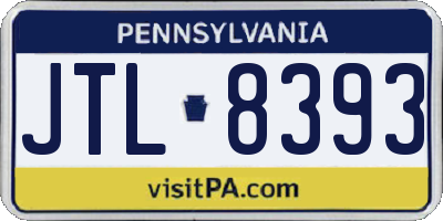 PA license plate JTL8393