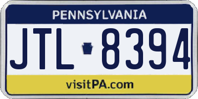 PA license plate JTL8394
