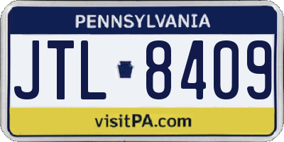 PA license plate JTL8409
