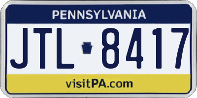 PA license plate JTL8417