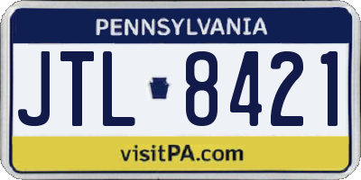 PA license plate JTL8421