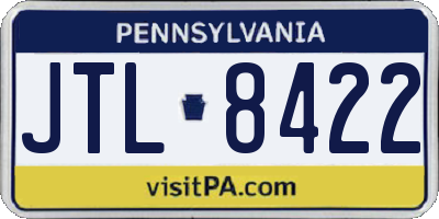 PA license plate JTL8422