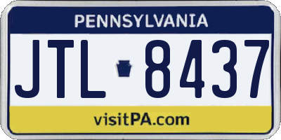 PA license plate JTL8437