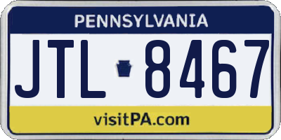 PA license plate JTL8467