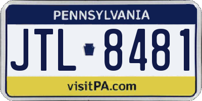 PA license plate JTL8481