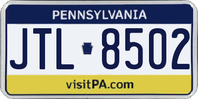 PA license plate JTL8502