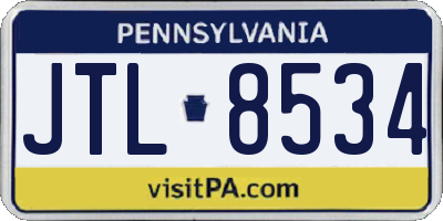 PA license plate JTL8534