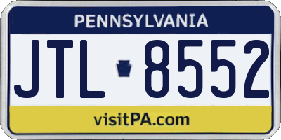PA license plate JTL8552