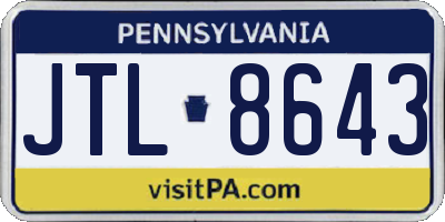 PA license plate JTL8643