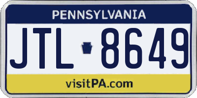 PA license plate JTL8649