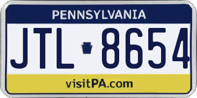 PA license plate JTL8654