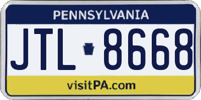 PA license plate JTL8668