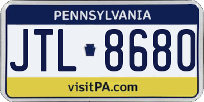 PA license plate JTL8680