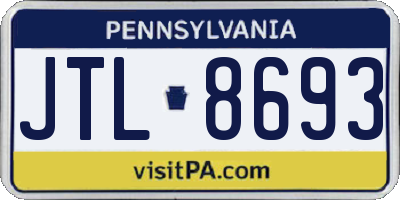 PA license plate JTL8693