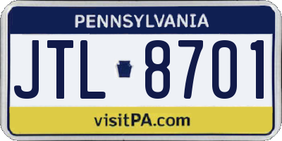 PA license plate JTL8701