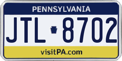 PA license plate JTL8702