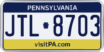 PA license plate JTL8703