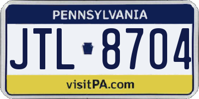 PA license plate JTL8704