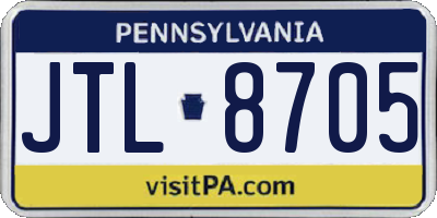 PA license plate JTL8705