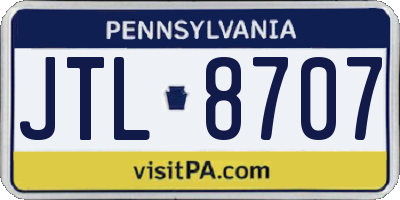 PA license plate JTL8707