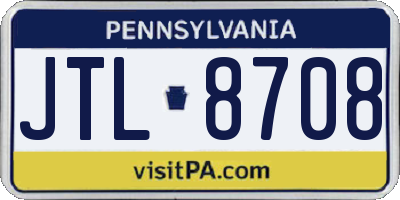 PA license plate JTL8708