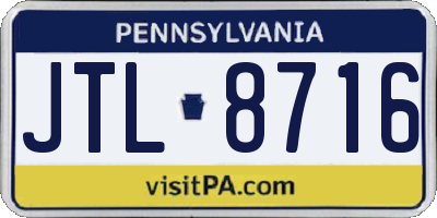 PA license plate JTL8716