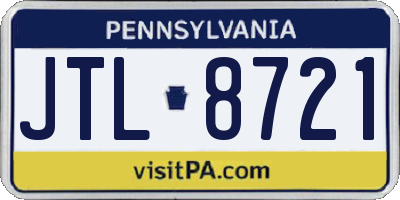 PA license plate JTL8721