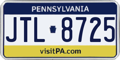PA license plate JTL8725