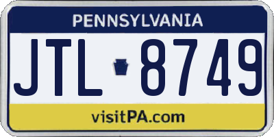 PA license plate JTL8749