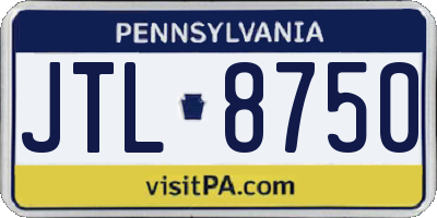 PA license plate JTL8750