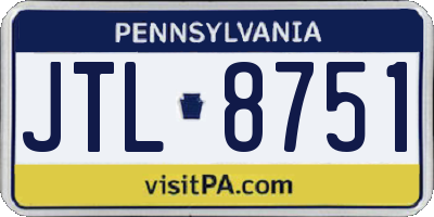 PA license plate JTL8751