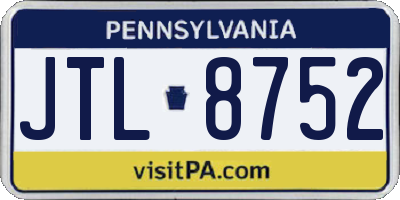 PA license plate JTL8752