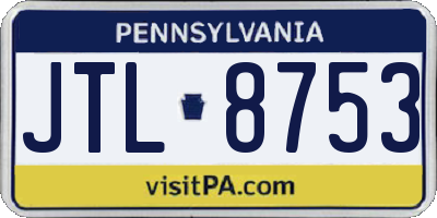 PA license plate JTL8753