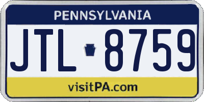PA license plate JTL8759