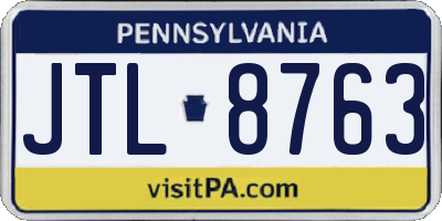 PA license plate JTL8763