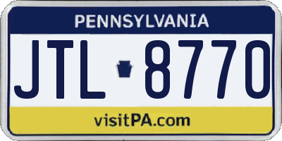 PA license plate JTL8770