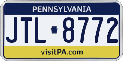 PA license plate JTL8772