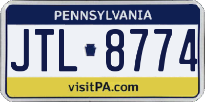 PA license plate JTL8774