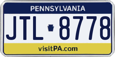 PA license plate JTL8778