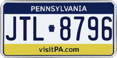 PA license plate JTL8796
