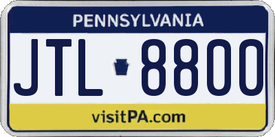 PA license plate JTL8800