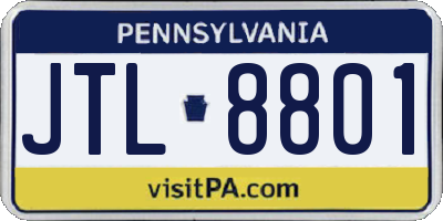 PA license plate JTL8801