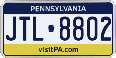 PA license plate JTL8802