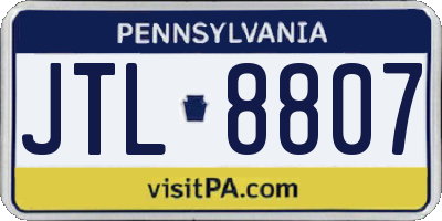 PA license plate JTL8807