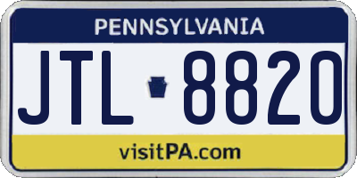 PA license plate JTL8820