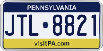 PA license plate JTL8821