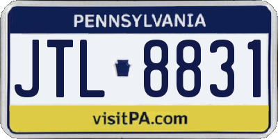 PA license plate JTL8831